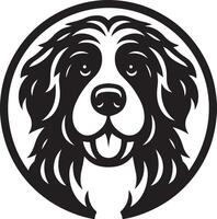 A dog's head is shown in a circle vector