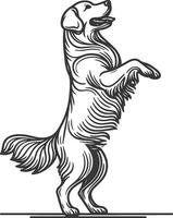 A dog standing on its hind legs with its paws up vector