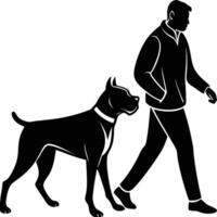 A man walking with a dog on a white background vector