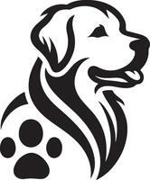 A dog's head and paw print on a white background vector