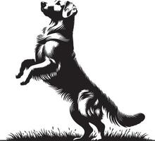 A dog standing on its hind legs with its front paws up vector