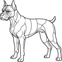 A dog coloring page with a black and white outline vector