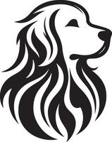 A dog head with long hair on a white background vector