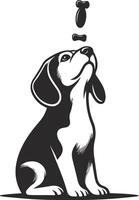 Beagle dog with a bone in its mouth vector