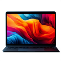 A laptop computer with a colorful, abstract background png