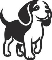 A black and white dog is standing in front of a white background vector