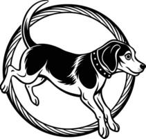 A dog jumping in a ring with a rope vector