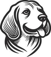 A black and white dog head with its tongue out vector