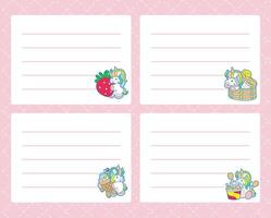 Printable daily plan with cute unicorn with rainbow color. Memo with lines pink color unicorn vector