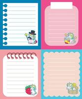 Printable daily plan with cute unicorn with rainbow color. Variation shape of memo vector