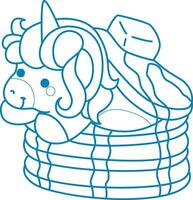 Printable outline Unicorn templates for coloring children's book. Unicorn in the stack of pancake vector