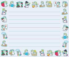 Printable daily plan with cute unicorn with rainbow color. Blue memo with unicorn elements vector