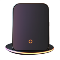 A black device with a glowing orange button on it png