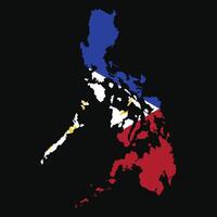 Philippine flag inside Philippine map with black background. Philippine map elements to complete your design vector