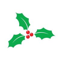 Christmas holly berry flat icon in cartoon style onwhite vector