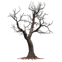 Realistic Burnt Tree on Transparent Background Ideal for Winter Posts, Forest Product Designs, and Dry Tree Element Illustrations png