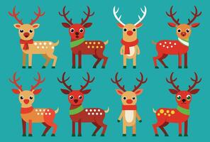 A set of reindeer with different colors and sizes vector