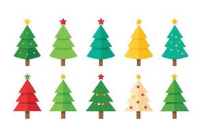 Christmas trees in different colors and sizes vector
