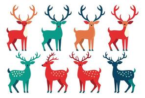 Deer set of different colored deer vector