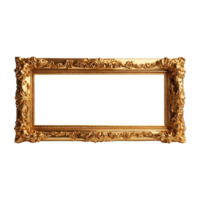 Luxury Gold Photo Frame Isolated with Transparent Background for High-End Design and Advertising png