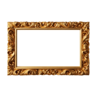 Golden Ornate Photo Frame with High Detail Isolated on Transparent Background. Format for High-End Projects png