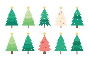 Christmas trees in different colors and sizes vector