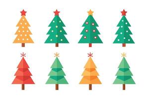 Christmas trees in different colors on a white background vector