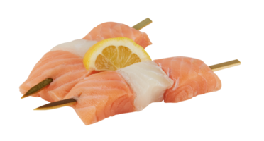 Fresh salmon on skewers with guava lime png