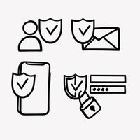 a set of icons that include a phone, a shield and a computer vector