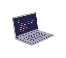 Laptop screen with code, script, software engineering, digital screen, programmer and coder screen view, codes, scripts, information technology, content analytics flat illustration. vector