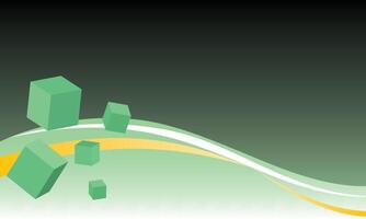 Green 3D Cubes with Gradient Wave Background vector