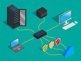 Computer network server cloud computing vector