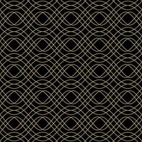Seamless wavy pattern with curved and crossed golden lines on a black background. Suitable for textile designs, prints, wallpapers, backgrounds, etc. vector