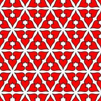 Seamless pattern of red hearts neatly arranged to form a triangle on a white background. Suitable for textile designs, tiles, wallpapers, wraps, backdrops, etc. vector