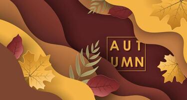 Fall background with 3D paper cut layers vector