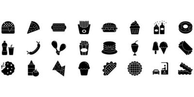 Fast food icons set. Set of editable stroke icons.Set of Fast food vector
