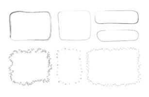 illustration with various black, hand-drawn frame brushes different shapes and dotted styles. vector