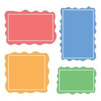 Illustration four wavy rectangular frames colorful outlined with border for quotes or text vector