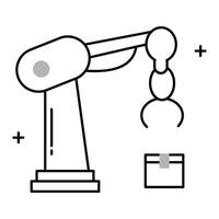 Robotic Arm and Automation Icon Design, industrial robots, robot technology, automated manufacturing, robotics vector