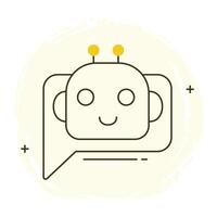 AI Chatbot and Virtual Assistant Icon Design, chat bot, automated messaging, conversational AI, customer support bot vector