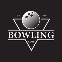Classic Vintage Bowling Tournament with, Triangle Icons and Symbols. Bowling ball illustration on black background vector