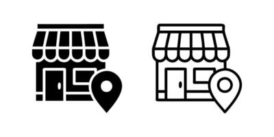 Store location icon design featuring clear illustrations on a white background. Perfect for mapping, retail, and location-based services vector