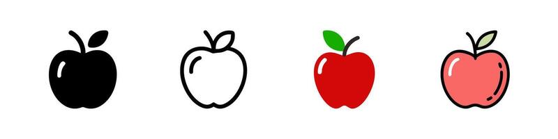 Set of simple apple icons, each designed with a minimalist approach. Features clean lines and flat colors, suitable for a variety of modern design projects and applications vector