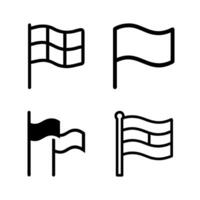 Simple set of flag icons representing achievement and victory. Clean illustrations on a white background, ideal for use in game design, awards, or celebratory visuals. vector