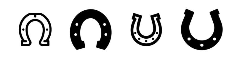 Collection of horseshoe icons, each representing the classic symbol of good fortune and luck. Ideal for use in designs related to prosperity, charm, and positive outcomes vector