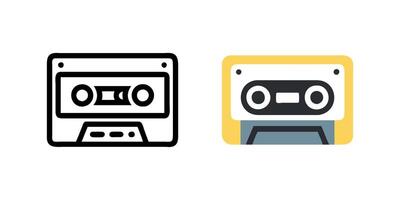 Set of cassette tape icons, showcasing various designs and styles. Ideal for retro-themed projects, music-related graphics, and nostalgic designs. vector