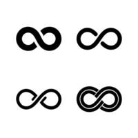 Collection of infinity symbols in format, showcasing various designs and styles. Ideal for representing concepts of eternity, endless possibilities, or continuity vector