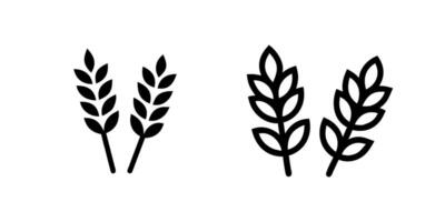Farm wheat ears icon set with illustrations on a white background. Ideal for agriculture, farming, and grain-related visuals. vector