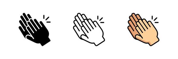 Clapping hand icon set with illustrations isolated on a white background, ideal for celebrations, applause, and recognition visuals vector
