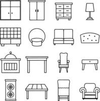 Modern Furniture Icons Minimalist Design vector